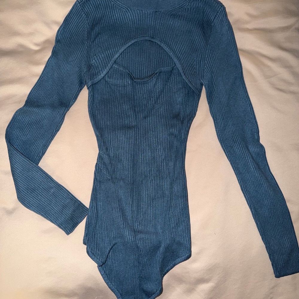 Abercrombie Blue Ribbed Sweater Bodysuit